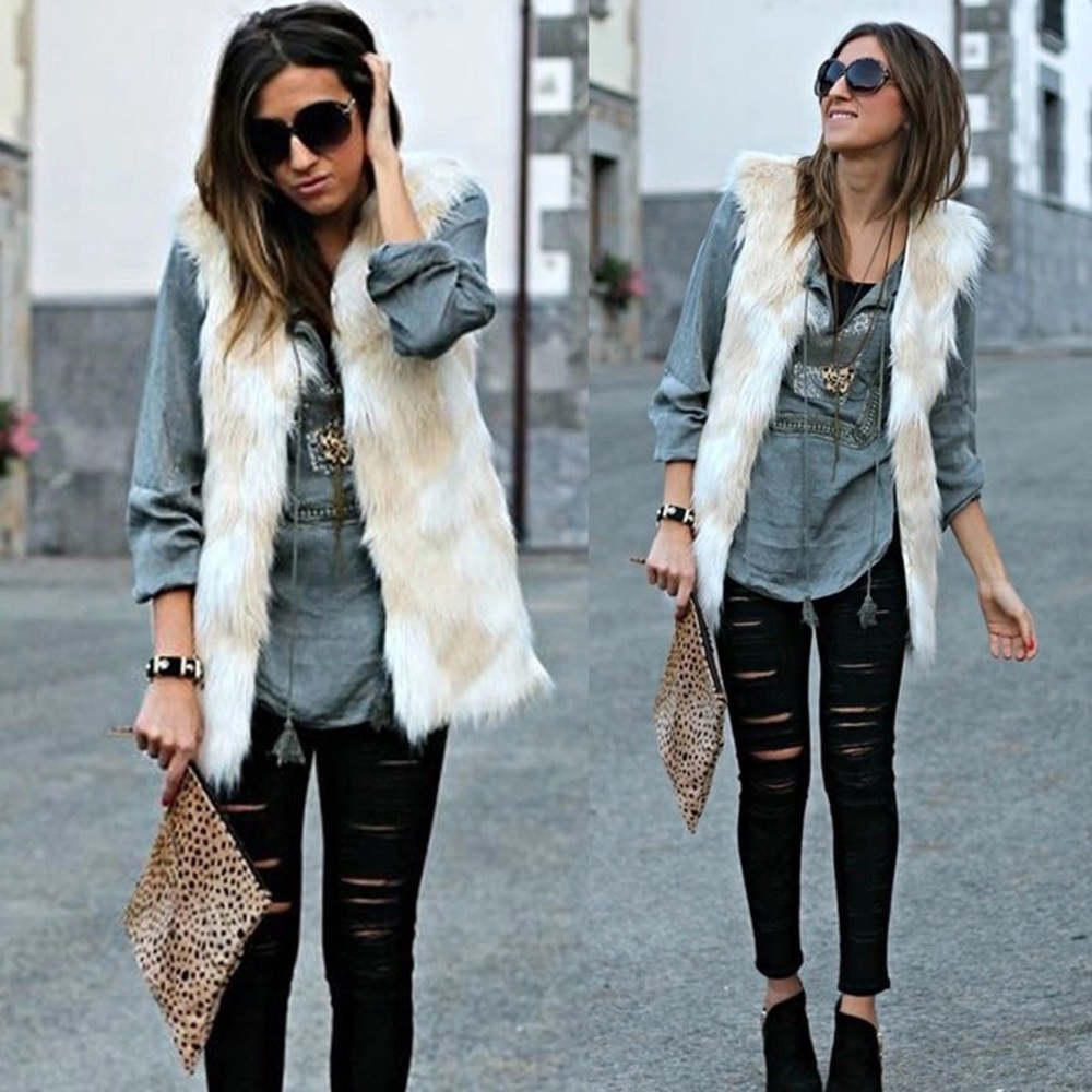 ⛔️SOLD⛔️Faux fur white tanned vest. New